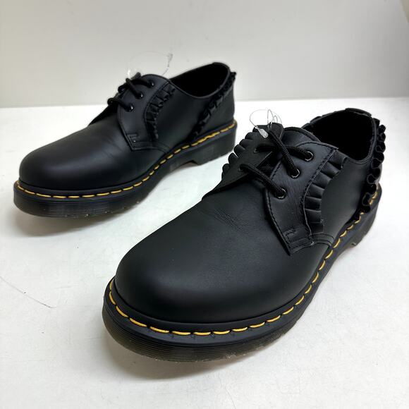 NWOT Dr. Martens 1461 Women's Frill Black Nappa Leather Oxford Shoes Size 9 - Picture 5 of 12